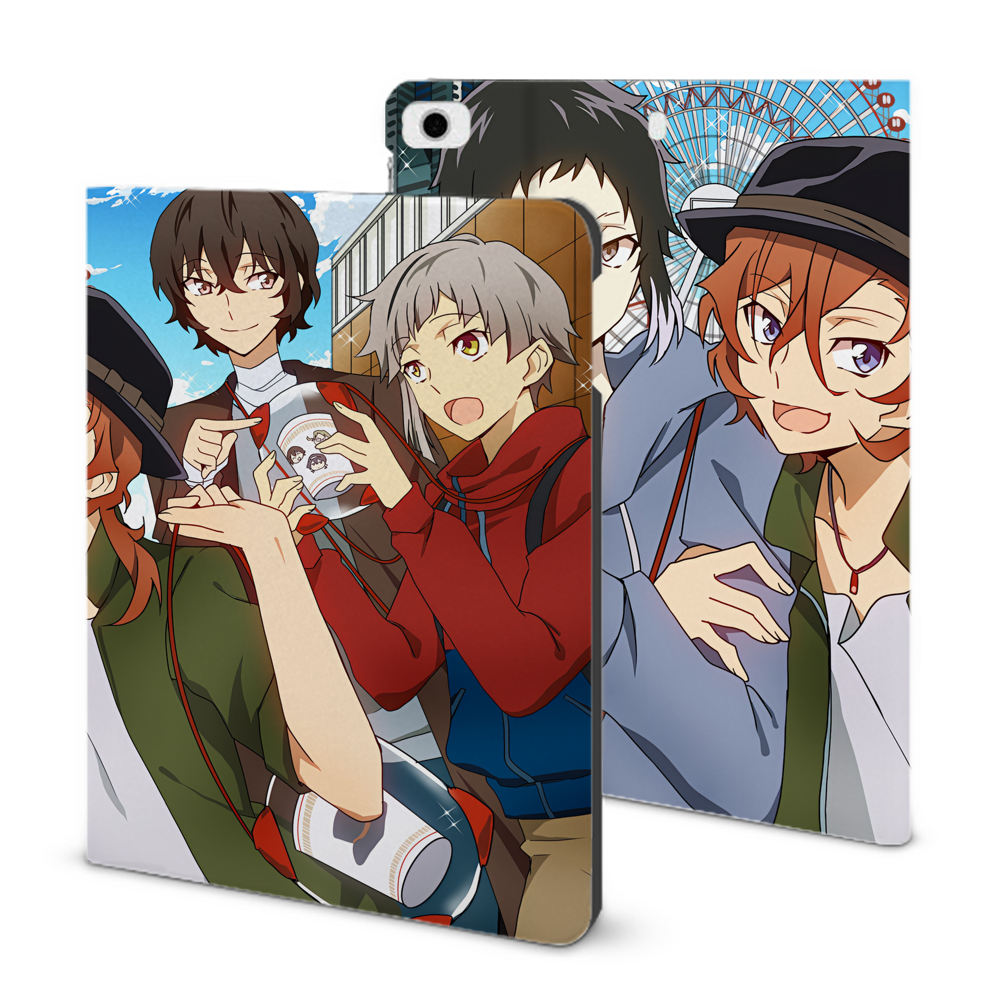（画像用） 文豪ストレイドッグス Bungo Stray Dogs IPad ケース ブック型 PUレザー TPU 耐衝撃 軽量 薄型 ペン収納なし 全面保護 IPad 各モデル対応